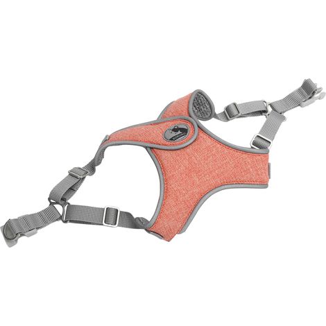 Laisse pour animaux de compagnie avec harnais réfléchissant, réglable et respirant, pour chats et chiens, en extérieur. Orange, taille L. (1/5)