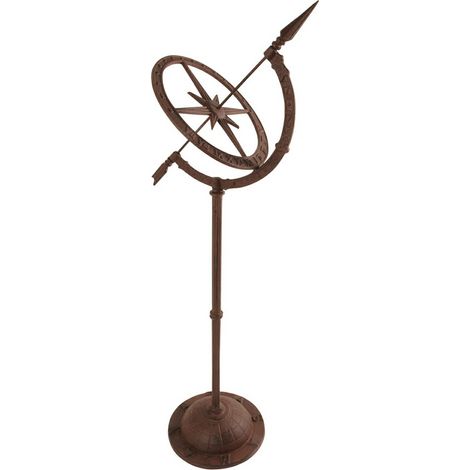 Reloj de sol de hierro fundido, 93 cm de altura.
