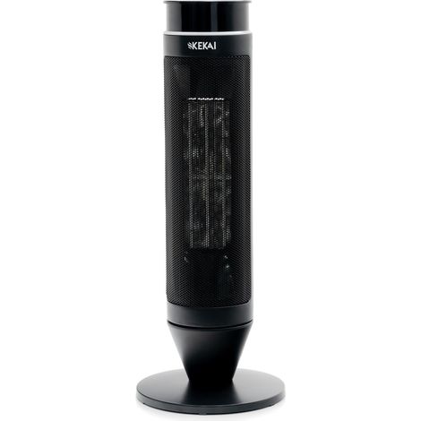 Kekai – Chauffage céramique pivotant 2000W – Pour pièces jusqu'à 20m² – Télécommande incluse – Dimensions 12x12x53 cm – Oscillation 40° (1/8)