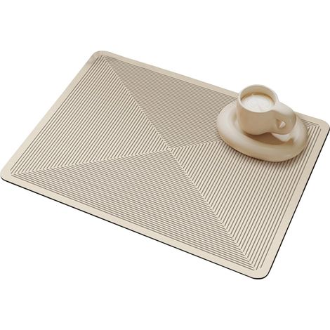 Tapete para secar platos, tapete para encimera de cocina, secado rápido, accesorios antideslizantes, resistente al agua, tejido suave y absorbente para tazas, 50 x 40 x 0,35 cm (1/5)