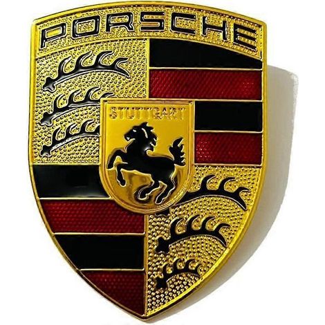 Emblème, badge, logo Porsche, capot de voiture, métal