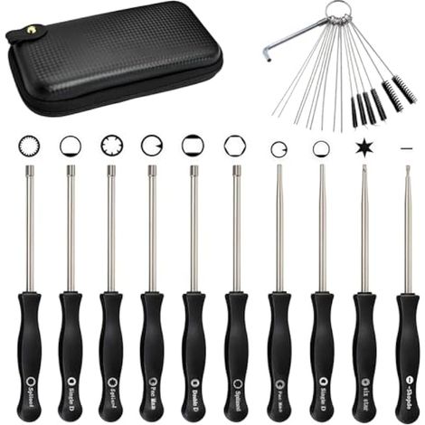10 Kit d'Outils de Réglage De Carburateur, Tournevis Reglage Carburateur pour Moteur 2 Temps Tondeuses Tronçonneuse Débroussailleuse, avec Brosse de Nettoyage et Étui (1/4)