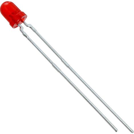 Vishay TLLR4401 LED rouge rond 3.2 mm 2 mcd 50 ° 7 mA 1.9 V