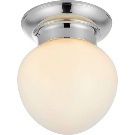 Plafonnier Ronda chromé verre blanc E27 IP44 salle de bain 40W début XXe siècle - Markslojd