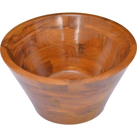 Lavabo de salle d'eau vasque à poser de toilette lave-mains de salle de bain lavabo de salle d'eau intérieur diamètre 40 cm bois de teck massif