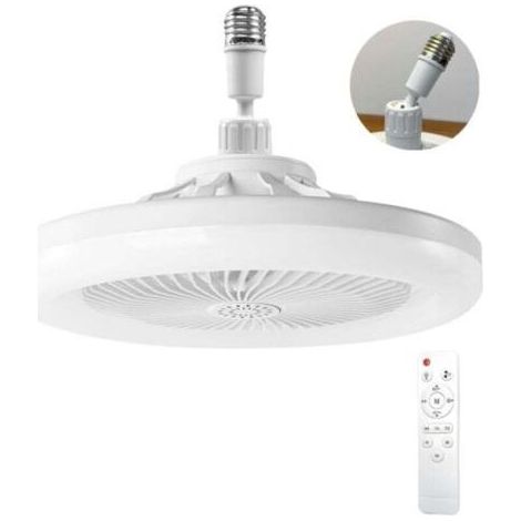 Ventilateur Plafond Avec Lumiere,ventilateur De Plafond Avec Télécommande,ventilateur Silencieux Plafond,E27 plafonnier LED À Intensité Variable,3vitesses,Temporisable (Blanc) (1/4)
