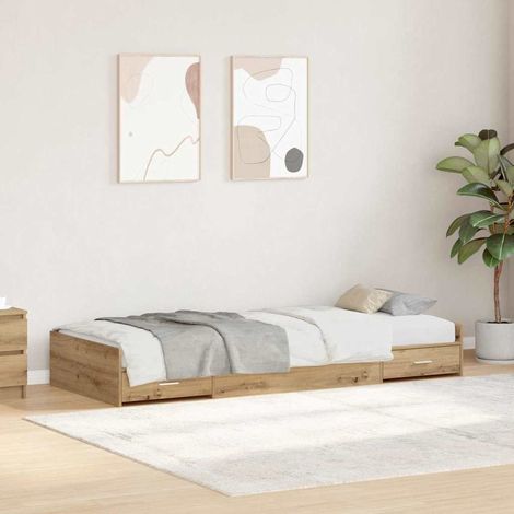 Bed Frame with Drawer Artisan Oak 80 x 200 cm Engineered Wood vidaXL