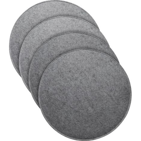 Lot de 4 coussins de chaise ronds en feutre - 35 cm - Pour banc - Avec inserts antidérapants - Pour tous les types de chaises - Pour l'intérieur et l'extérieur - Gris foncé (1/5)
