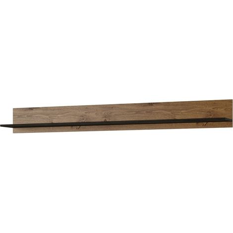 Scaffale da parete colore rovere e nero effetto legno. Collezione SANTIAGO.