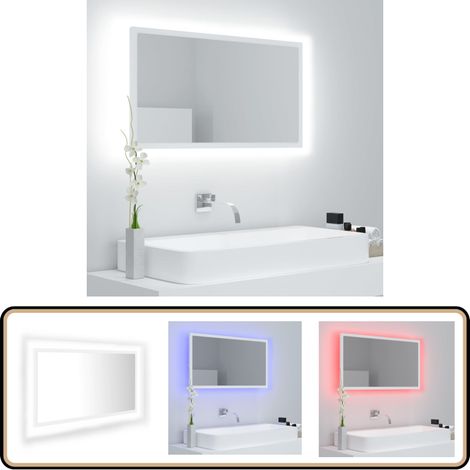 Miroir à LED de salle de bain Blanc 80x8,5x37 cm Acrylique - Miroir Led - Miroir Salle De Bain - Meuble Salle De Bain - Éclairage Salle De Bain - Décoration Salle De Bain