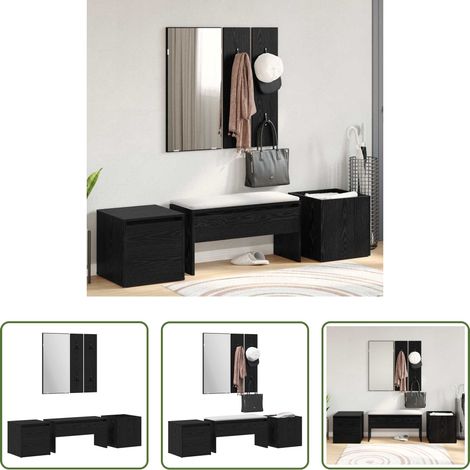 vidaXL Banc de hall - Ensemble de meubles d'entrée 6 pcs Bois d'ingénierie (1/5)