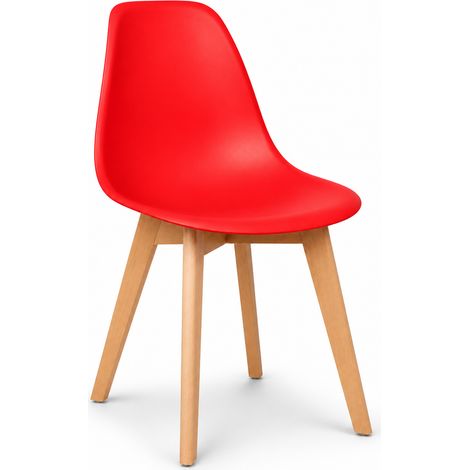 ORION91oficial® - Silla ARA Color Rojo Asiento Polipropileno y Patas Haya (83x46x55 cm) Estilo Escandinavo, Comedor, Hostelería, Oficina, Salón, Teletrabajo, Cocina - spaziOrion91 - Unidad (1/5)