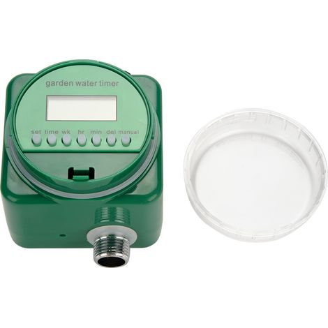Programmateur d'arrosage automatique avec capteur de pluie, écran LCD, étanche, pour jardin, plastique vert robuste, fonctionnement sur pile 9V (1/5)