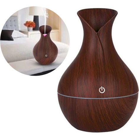 Humidificateur en forme de vase, aspect bois, alimentation USB, diffuseur ultrasonique 130 ml (1/5)