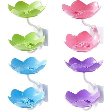 Questo set di 4 portasapone presenta un design a doppio strato con ventose, che non richiede foratura. È ideale per riporre e organizzare oggetti in bagno, cucina, lavanderia e altri ambienti simili. (1/5)
