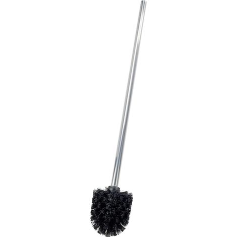 WENKO Spazzola WC nera di ricambio per porta-spazzola WC con manico in acciaio inossidabile opaco, Polipropilene, Ø 8,5x60 cm, nero (1/4)