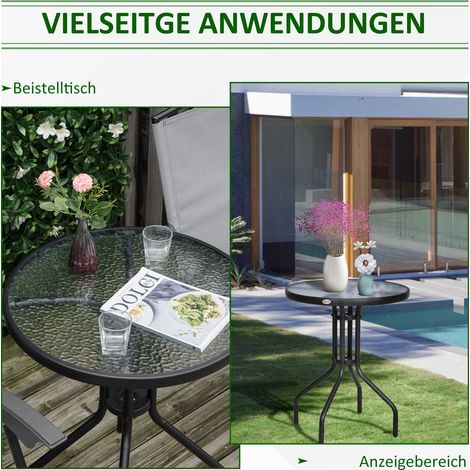 Table de jardin ∅60xH70cm, table de balcon résistante aux intempéries en métal, table à manger à motif ondulé d'eau, table de camping extérieure table d'appoint, table ronde de terrasse pour jardin ba (1/5)