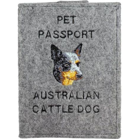 Etui A Passeport Pour Chien - Feutre Haute Qualite - Broderie Race Chien - 17x12 5 Cm - 1 Piece