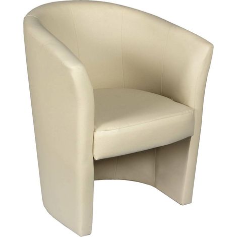 Fauteuil Abrera, Fauteuil de salon, Siège rembourré, Chaise avec accoudoirs en simili cuir, 64x63h76 cm, Beige (1/5)