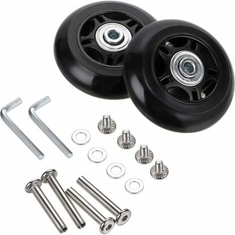 Roues de rechange 80mm pour valises – 2 roulettes pivotantes en caoutchouc – Diamètre interne 6mm – Déplacement fluide et silencieux – Résistance à l'usure (1/5)