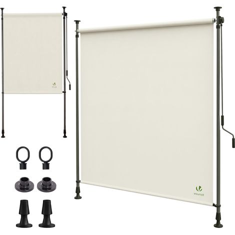 VOUNOT® Tenda da Sole Verticale 100 x 310 cm Senza Fori con Manovella, Estensibile Protezione Solare UV e Resistente alle Intemperie, Beige