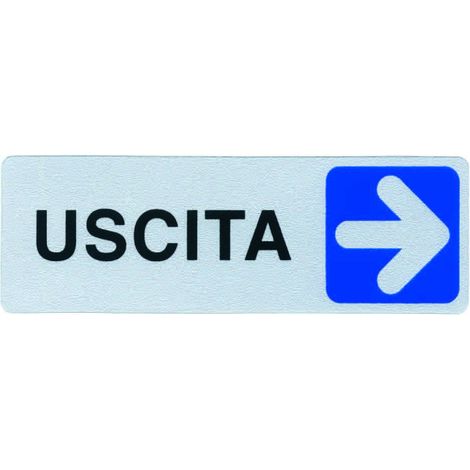 Targhetta adesiva uscita freccia destra - 15x5 cm - segnaletica - 10 pz