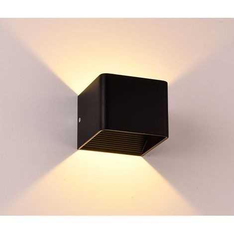 Applique murale LED haut et bas 12W, Angle réglable, carré noir, aluminium, IP65, 3000K, éclairage mural (1/5)