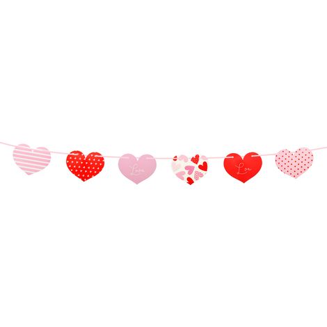 Ghirlanda di carta con motivi a cuore, 200 cm (1/2)