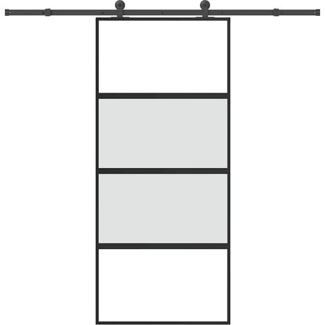 Schiebetür mit Beschlag 90x205 cm Hartglas & Aluminium