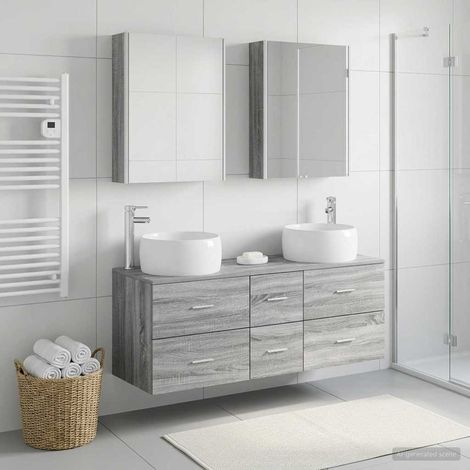 vidaXL Juego de muebles de baño 5 uds. Sonoma gris (1/5)