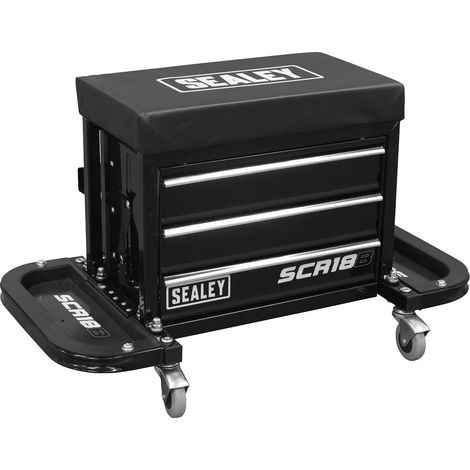 Sealey SCR18B Mechanic's Utility Seat & Toolbox - Black (1/4)