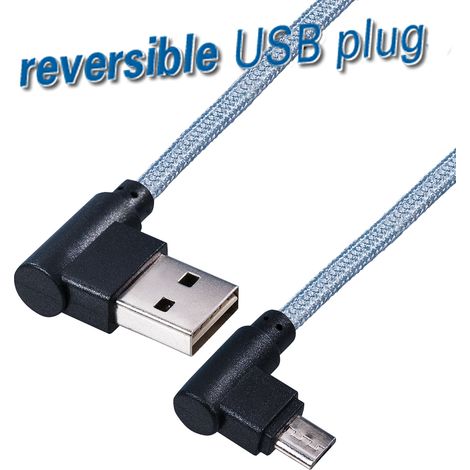 Lade- und Synchronisationskabel cable usb Typ a abgewinkelter Stecker zu micro usb b abgewinkelter Stecker, Länge: 1,0 m, Nylon geflochten, hochflexibel, grau (1/5)