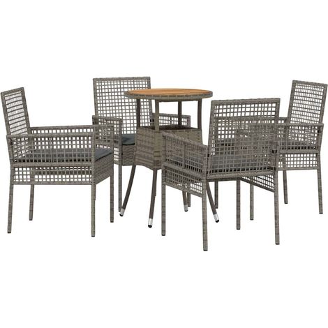 Maison Exclusive - Garten Essgruppe 5 pcs Grau Poly-Rattan