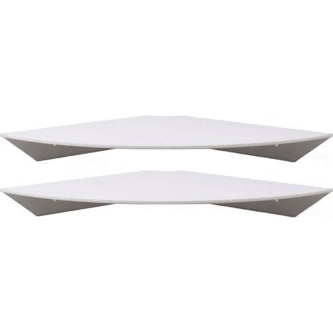 Eosnow 2pcs Wandhalterung schwimmende Eckregale viertel rund hängen für Schlafzimmer Wohnzimmer Duschbad weiß (1/5)