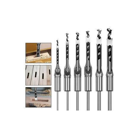 6 mèches carrées pour mortaises – Foret à tenon pour assemblage bois – Outil de menuiserie pour trous carrés