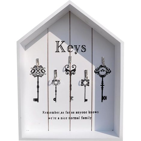 Boîte de Rangement Forme de Maison Conteneur pour Clés Bois Étui Suspendu pour Maison pour Cuisine et Entrée Couleur Aléatoire (1/5)