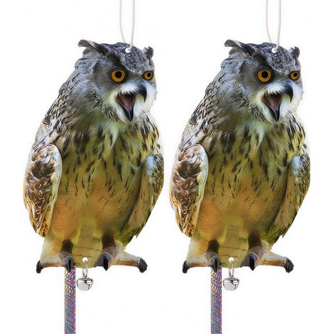 Lot de 4 répulsifs Contre Les Oiseaux, Les Pigeons, Les Pigeons Suspendus, pour Balcon, répulsif Contre Les moineaux en Plastique, Motif Chouettes Plates (1/5)