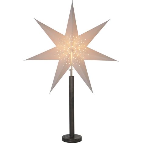 Star Trading Lampadaire Poinsettia Elice de Star Trading, étoile de Noël en papier 3D avec socle en bois marron, lampadaire étoile décoratif avec interrupteur à câble, E14, hauteur : 85 cm