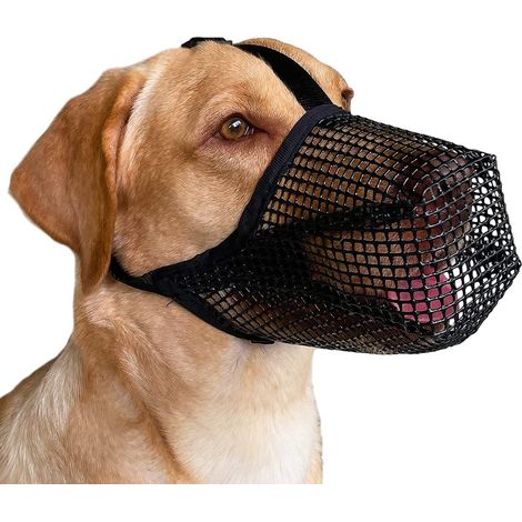 Muselière pour chien, muselière en maille douce pour petits, moyens et grands chiens, muselière de protection contre les appâts empoisonnés avec sangle réglable, empêche la mastication et le léchage (1/5)