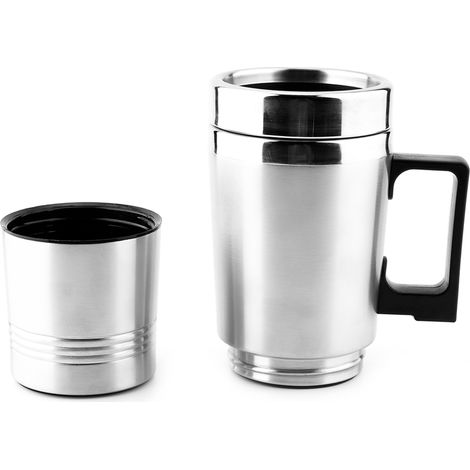 Bollitore elettrico portatile da 350 ml + 150 ml in acciaio inox, alimentato a 12 V, ideale per caffè e tè.