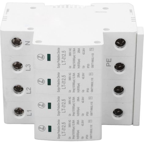 Parafoudre 385V AC 4P Protection Surtension Rail DIN 35mm Paratonnerre Modulaire pour Maison (1/5)