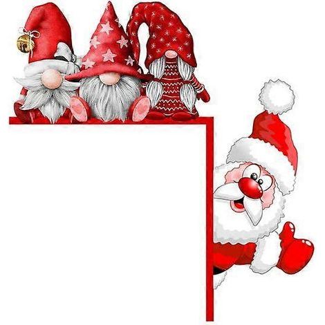 Décoration de porte de Noël en bois avec motif Père Noël, ange et renne. Ornement d'angle de porte en bois. Décoration de Noël pour la maison. Joyeux Noël (1/5)