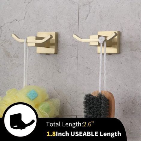 Porte-serviettes double avec capuchon mural en acier inoxydable brossé SUS304, finition or zirconium PVD – Lot de 2 (1/3)