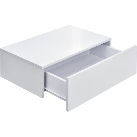 Set 2 comodini mensola a muro per camera da letto con 2 cassetti 46 cm laccato bianco 030000010