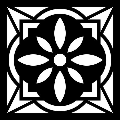 Pochoir Home Déco Carreau Ciment Fleur Géométrique, Plastique, Noir, 17, 5 x 0, 2 x 21, 5 cm (1/2)