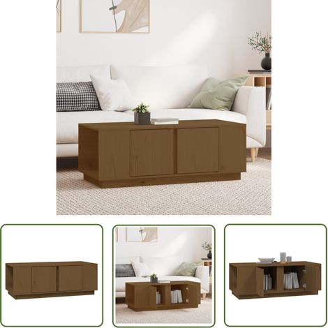 Table basse Marron miel 110x50x40 Bois massif de pin (1/5)