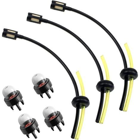 Universal Fuel Hose and Primer Bulb Set (3 Hoses and 4 Primer Bulbs) for Brushcutter Carburetors, Brushcutter Spare Parts, Blower, Chainsaw (1/4)