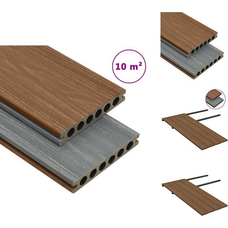Fußböden & Teppichböden - Living WPC Terrassendielen mit Zubehör Braun und Grau 10 m² 4 m (1/5)