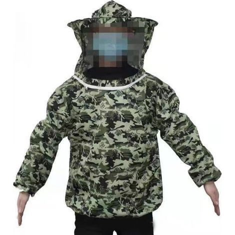 Smandy Veste d'équipement de Protection pour Apiculteur, Combinaison d'Apiculteur en Polyester Léger et ventilé avec Capuche en Voile pour Adultes et Débutants (Camouflage cinq étoiles) (1/5)