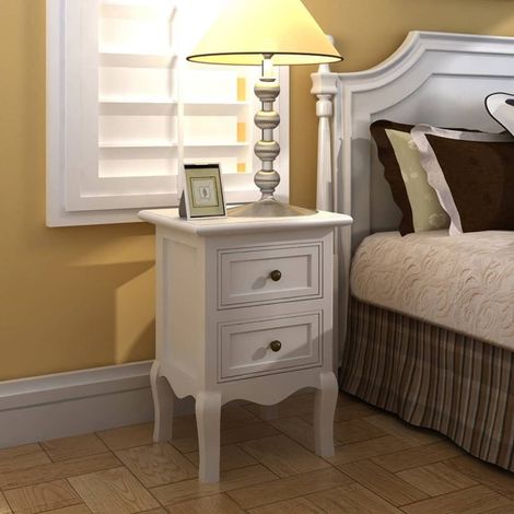 Tables de chevet 4 pcs avec 2 tiroirs MDF Blanc (1/5)
